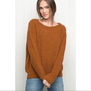 🍁 Brandy melville crewneck brown orange knit sweater sweatshirt fall John Galt